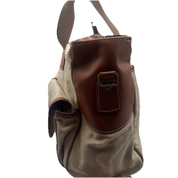 Tommy Bahama Challenge Large Brown Biege Canvas/leather Duffle Weekender Bag - Picture 8 of 16